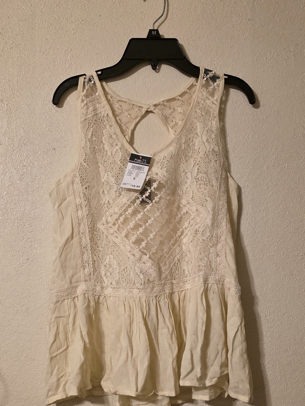 Rue21 Cream Lace Peplum Tank Top
